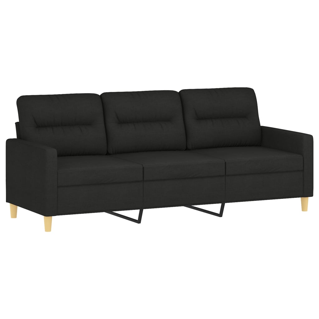 4-dijelni set sofa s jastucima crni od tkanine
