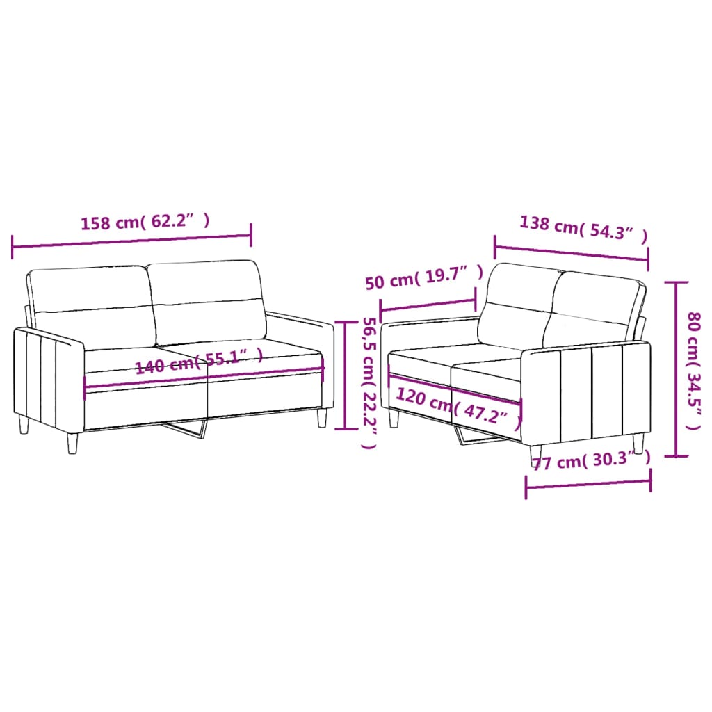 2-dijelni set sofa s jastucima tamnosivi od tkanine