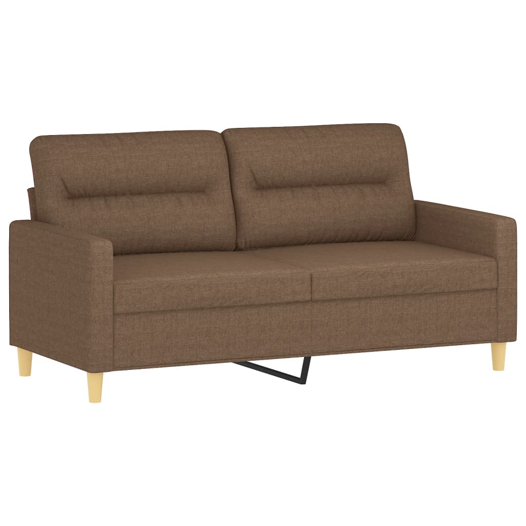 2-dijelni set sofa s jastucima smeđi od tkanine