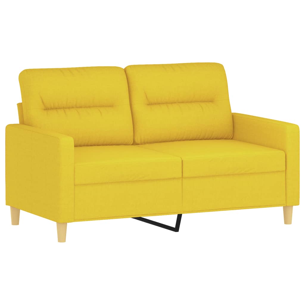 2-dijelni set sofa s jastucima svjetložuti od tkanine