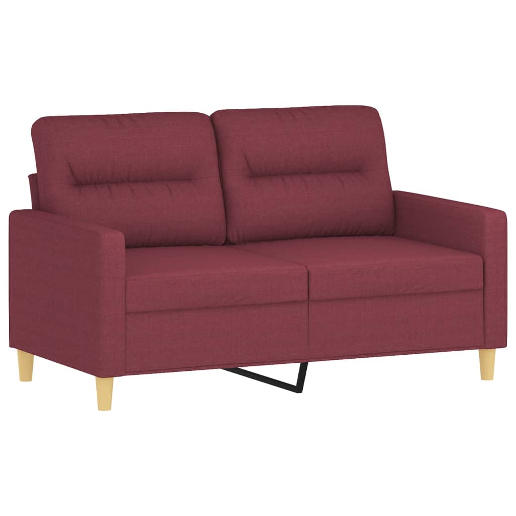 2-dijelni set sofa s jastucima crvena boja vina od tkanine