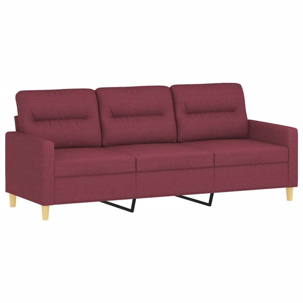 2-dijelni set sofa s jastucima crvena boja vina od tkanine