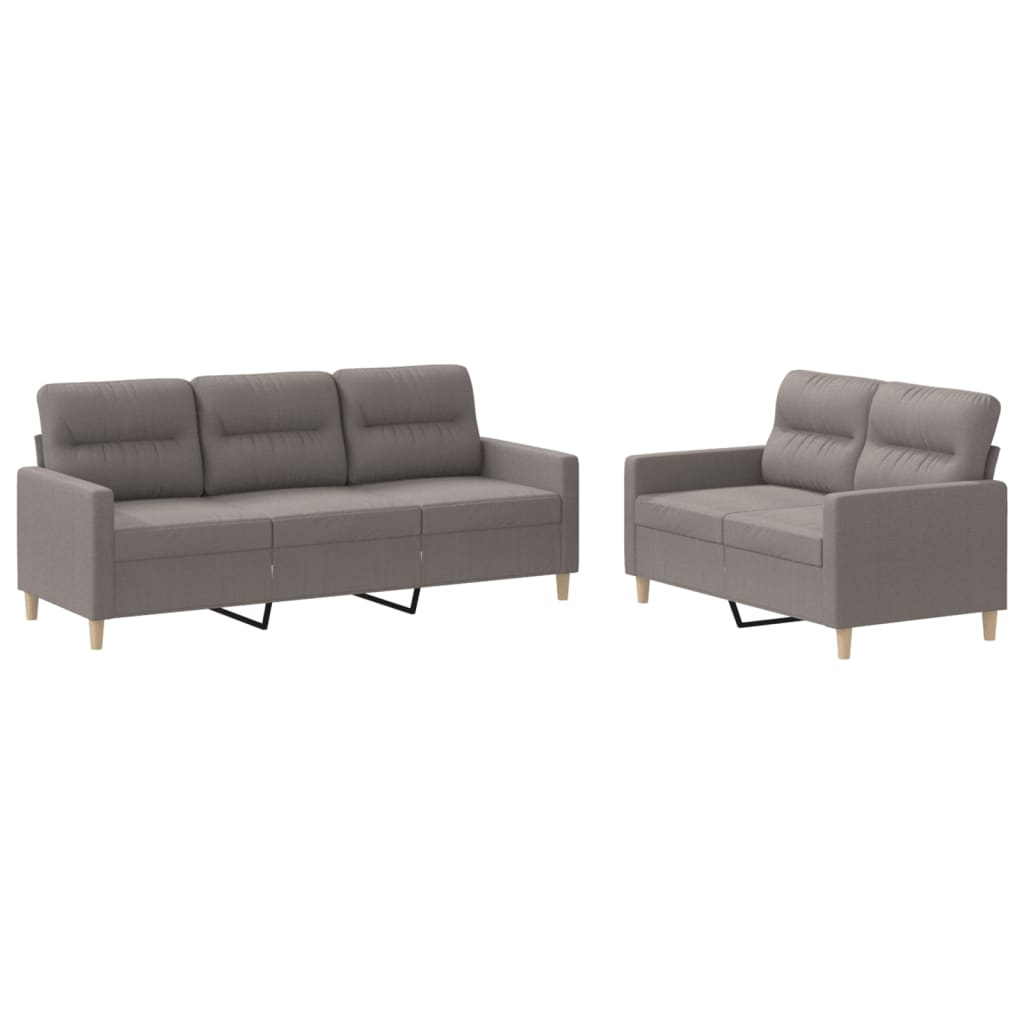 2-dijelni set sofa s jastucima smeđesivi od tkanine