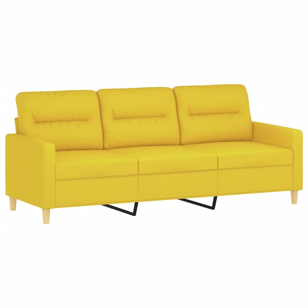 2-dijelni set sofa s jastucima svjetložuti od tkanine