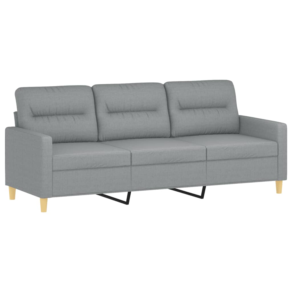 3-dijelni set sofa s jastucima svjetlosivi od tkanine