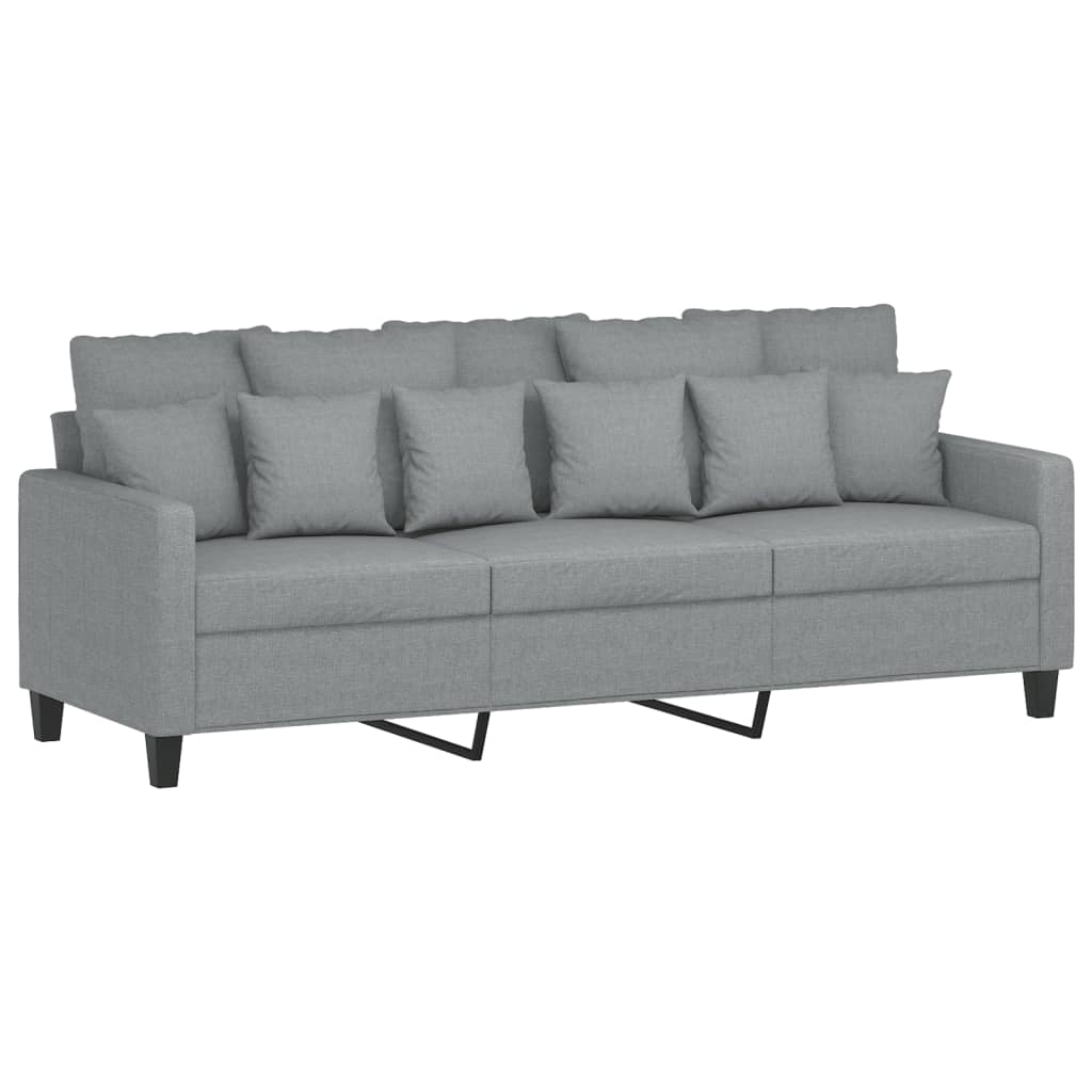 3-dijelni set sofa s jastucima svjetlosivi od tkanine