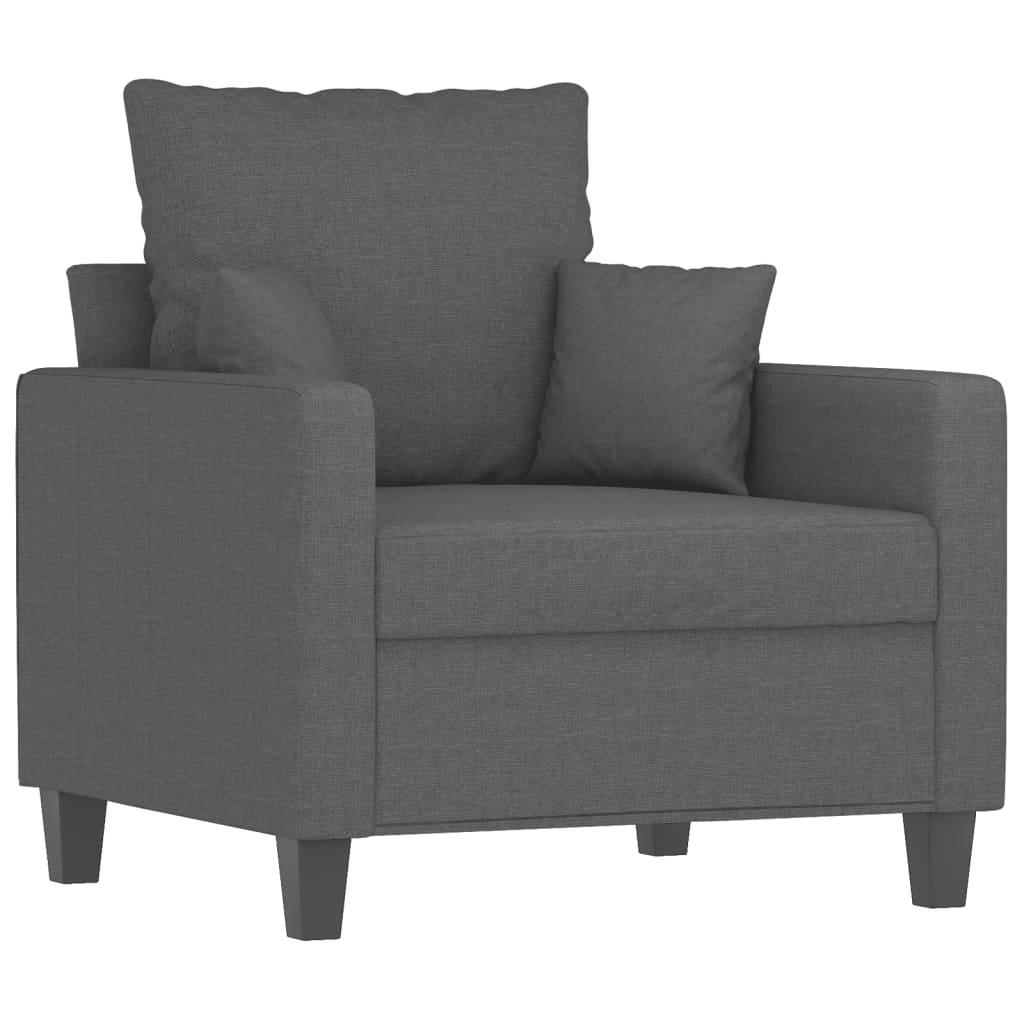 3-dijelni set sofa s jastucima tamnosivi od tkanine