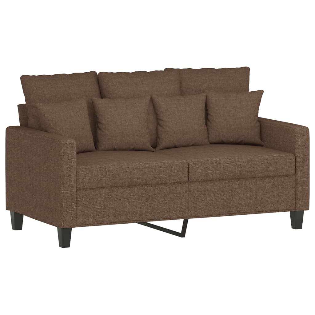 3-dijelni set sofa s jastucima smeđi od tkanine