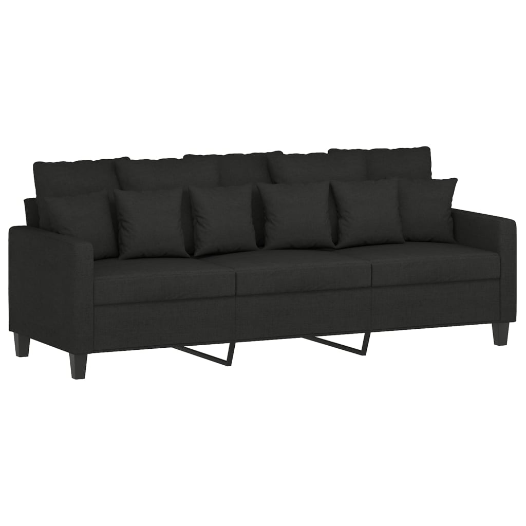 3-dijelni set sofa s jastucima crni od mikrovlakana