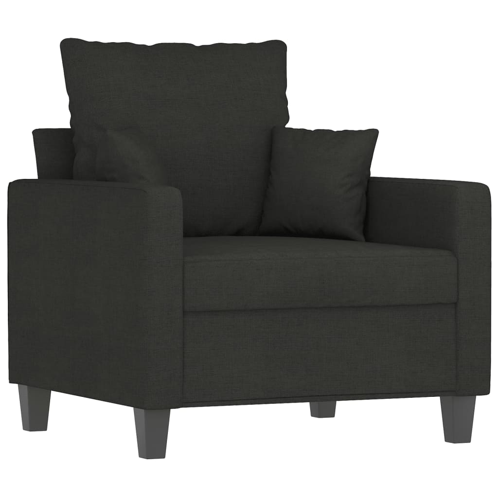 3-dijelni set sofa s jastucima crni od mikrovlakana