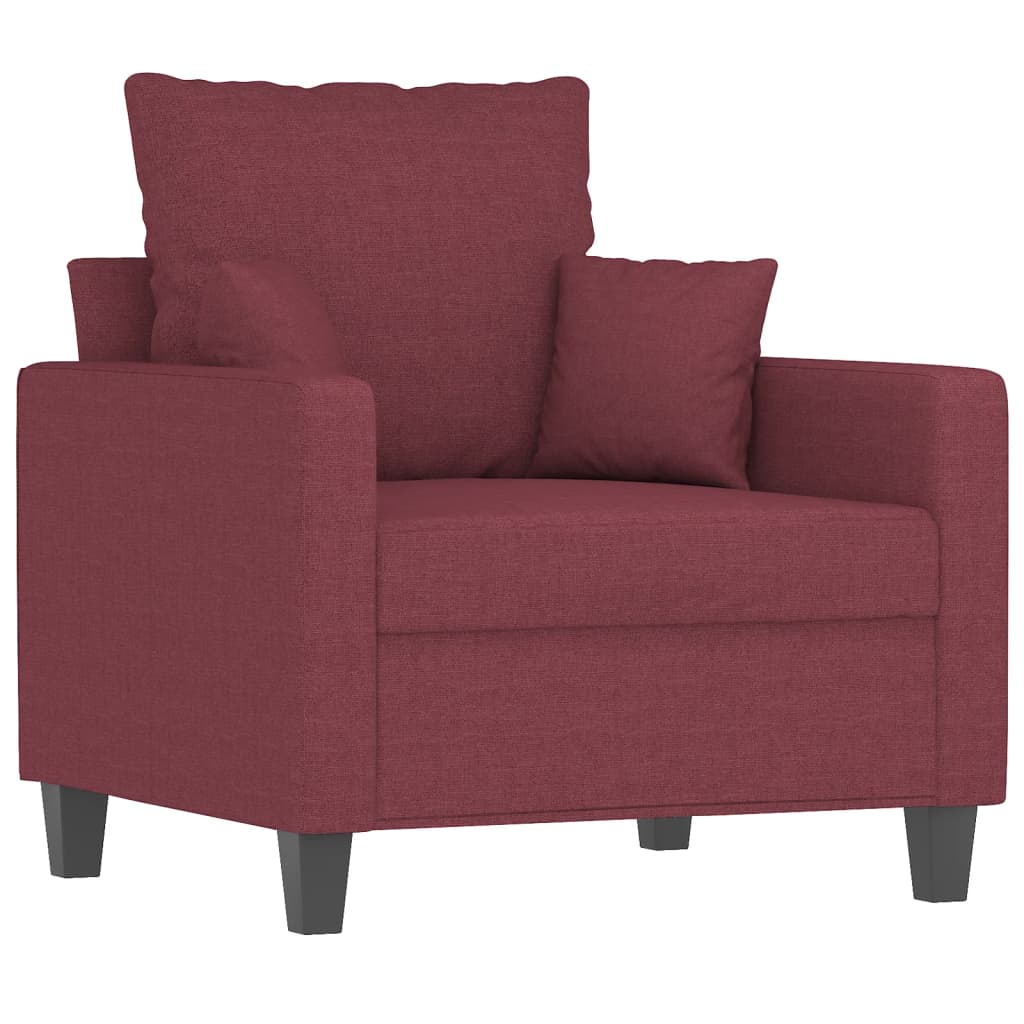 3-dijelni set sofa s jastucima crvena boja vina od tkanine