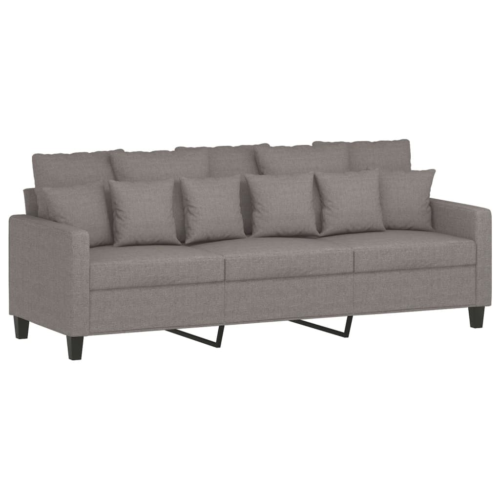 3-dijelni set sofa s jastucima smeđesivi od tkanine