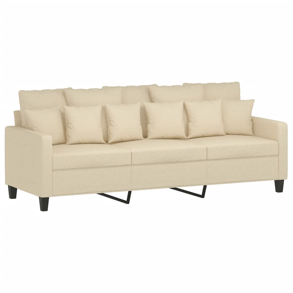 4-dijelni set sofa s jastucima krem od tkanine