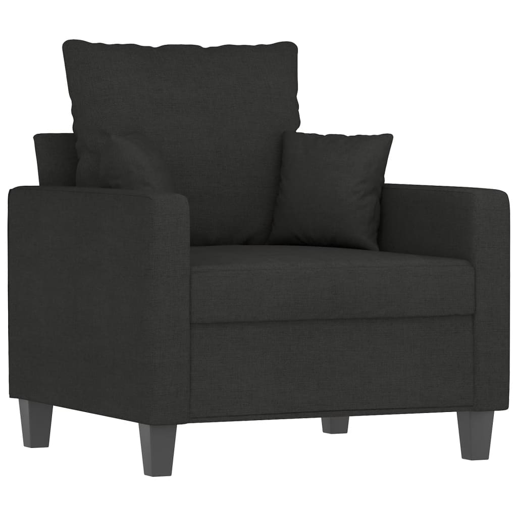 4-dijelni set sofa s jastucima crni od tkanine