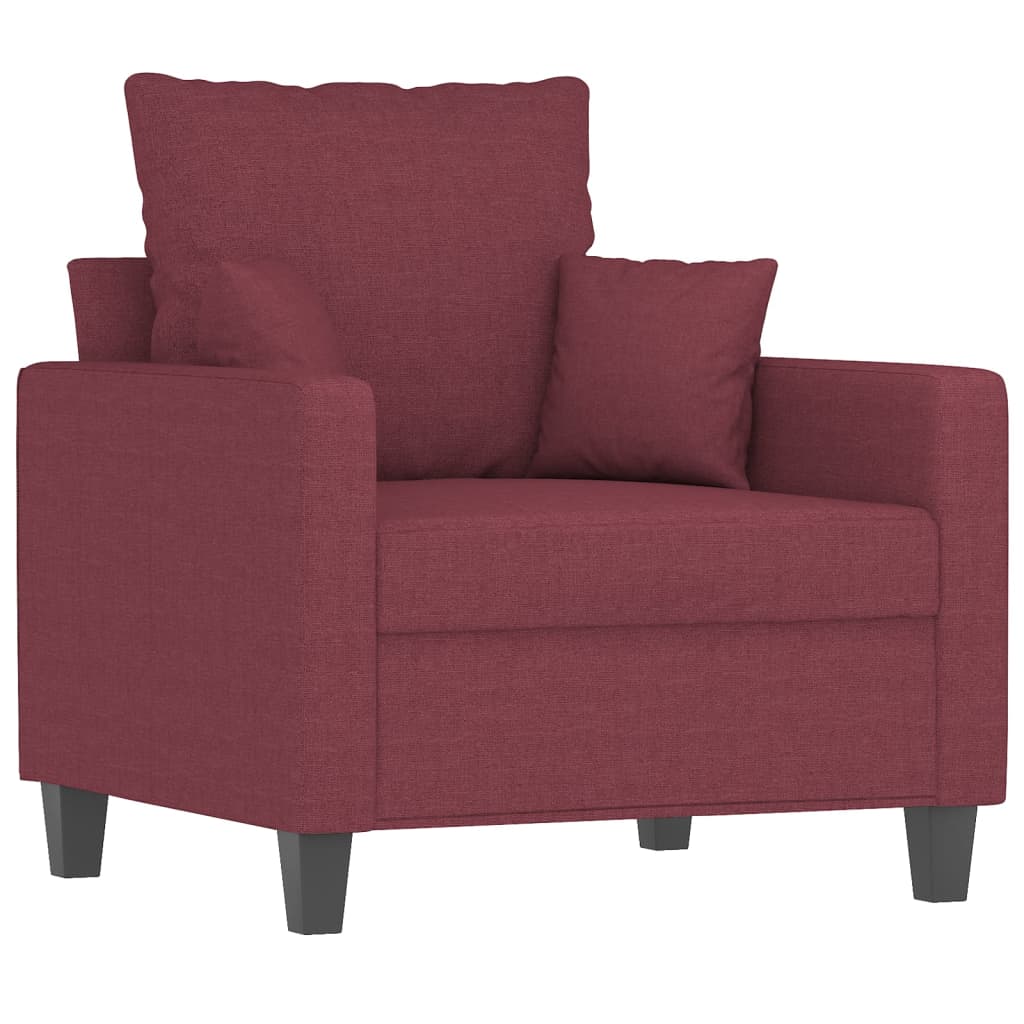 4-dijelni set sofa s jastucima crvena boja vina od tkanine