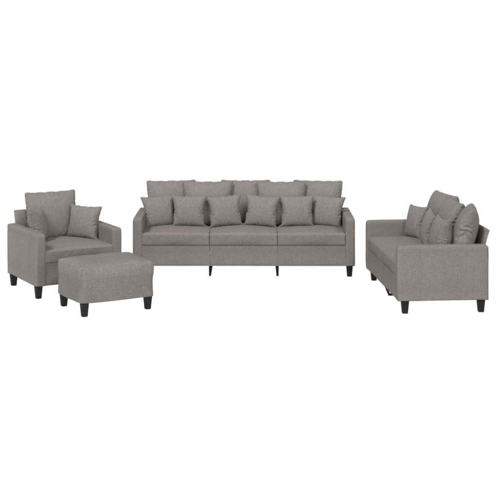 4-dijelni set sofa s jastucima smeđesivi od tkanine