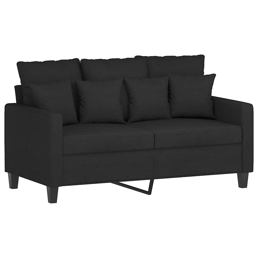2-dijelni set sofa s jastucima crni od tkanine