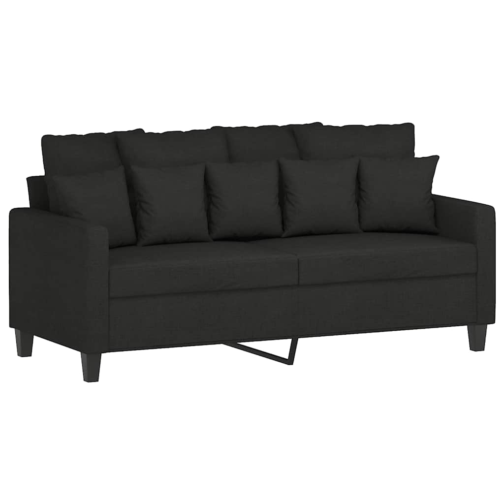 2-dijelni set sofa s jastucima crni od tkanine