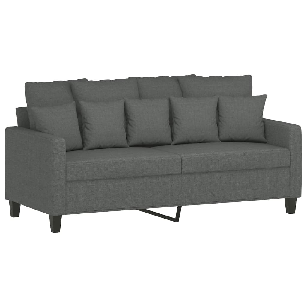 3-dijelni set sofa s jastucima tamnosivi od tkanine