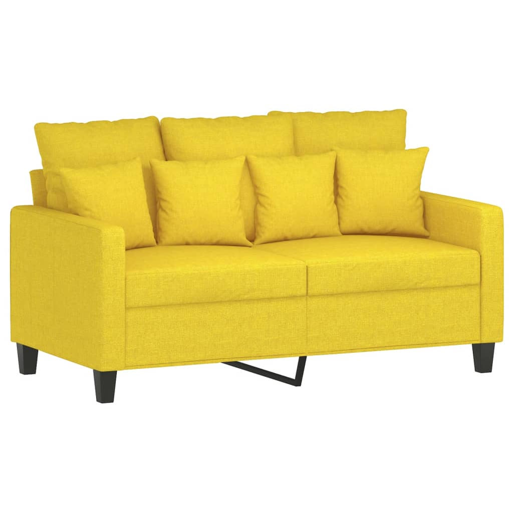 3-dijelni set sofa s jastucima svjetložuti od tkanine