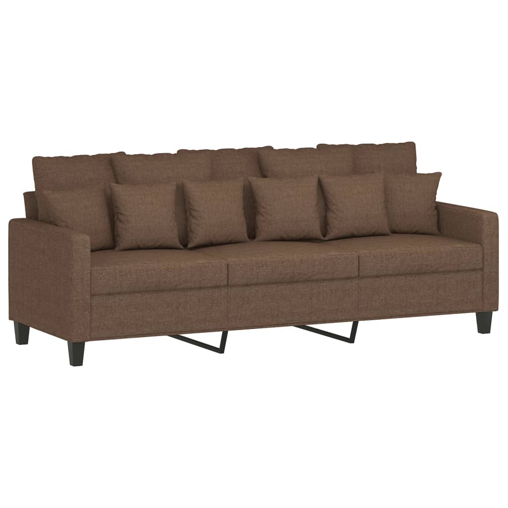 2-dijelni set sofa s jastucima smeđi od tkanine