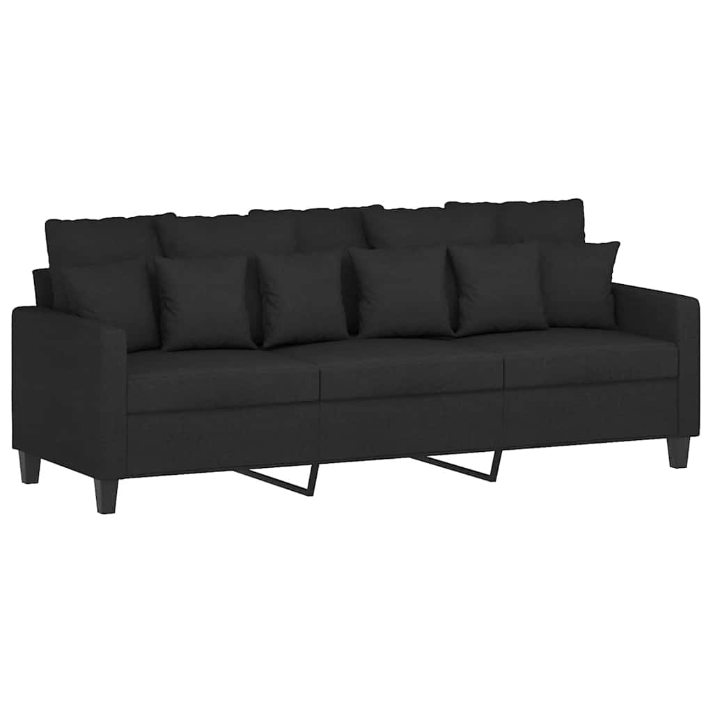 2-dijelni set sofa s jastucima crni od tkanine