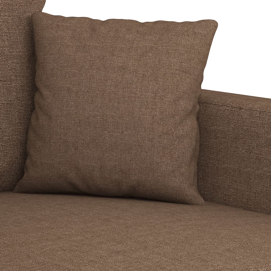 3-dijelni set sofa s jastucima smeđi od tkanine