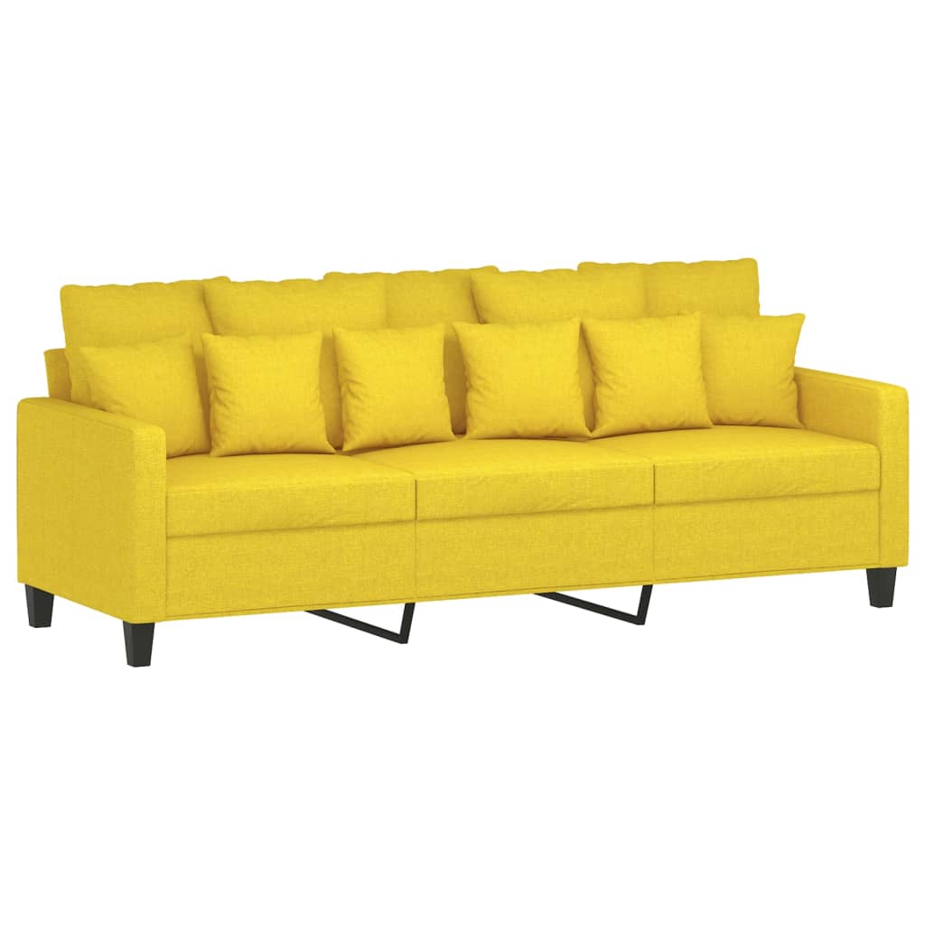 3-dijelni set sofa s jastucima svjetložuti od tkanine