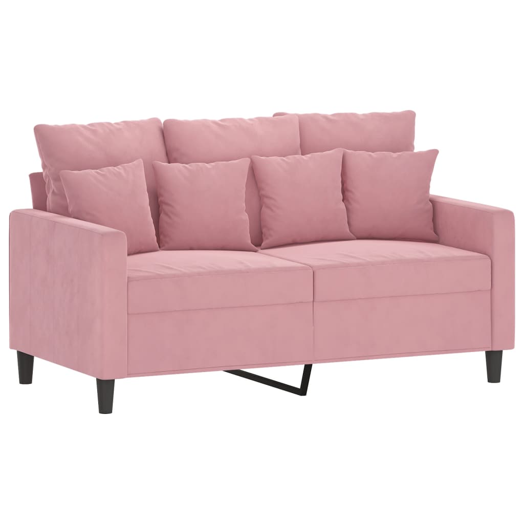 3-dijelni set sofa s jastucima ružičasti baršunasti