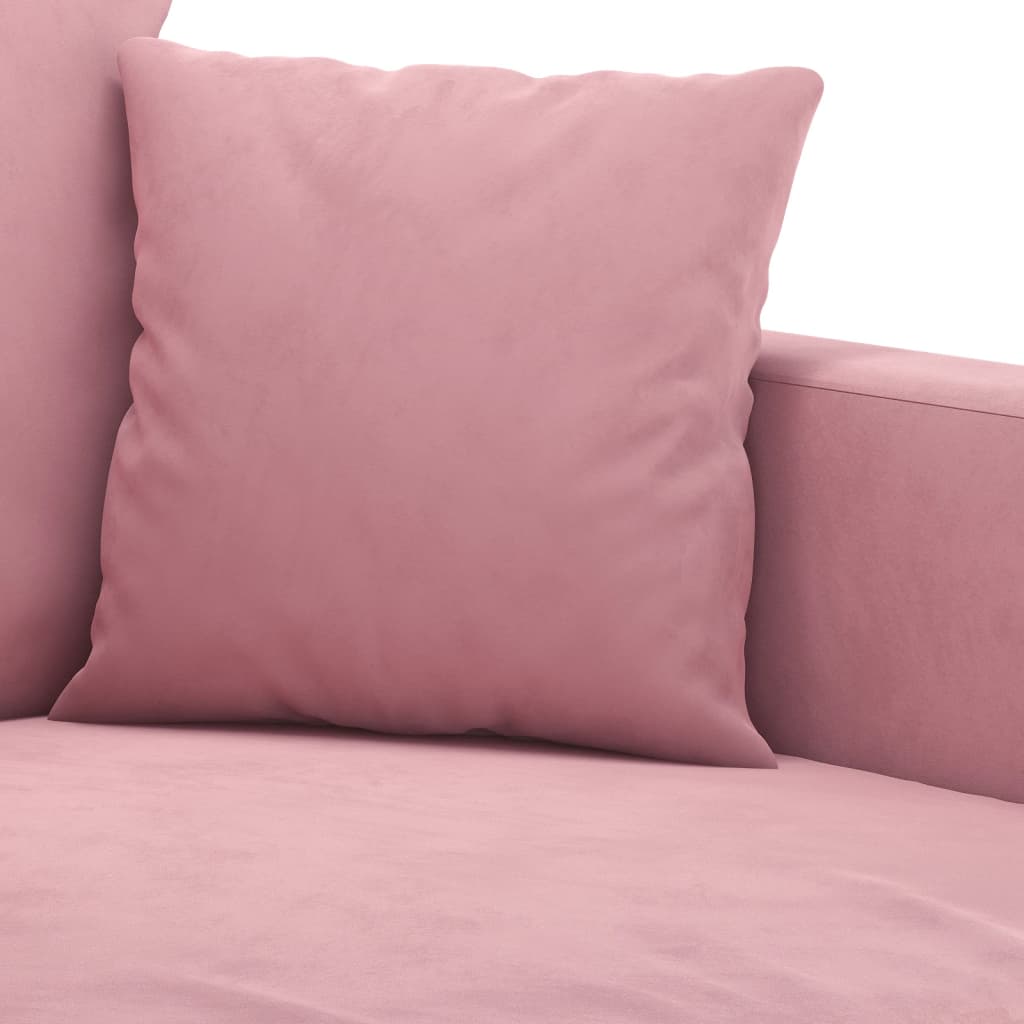 3-dijelni set sofa s jastucima ružičasti baršunasti
