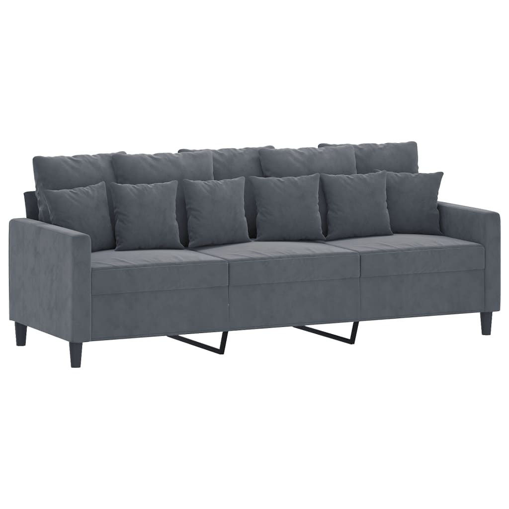4-dijelni set sofa s jastucima tamnosivi baršunasti