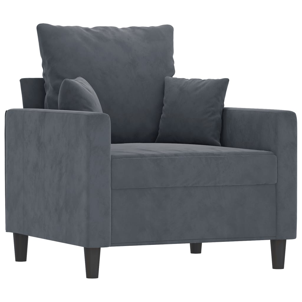 4-dijelni set sofa s jastucima tamnosivi baršunasti