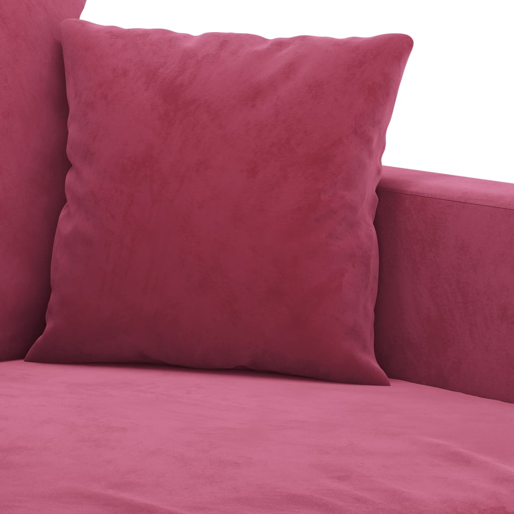 4-dijelni set sofa s jastucima crvena boja vina baršunasti