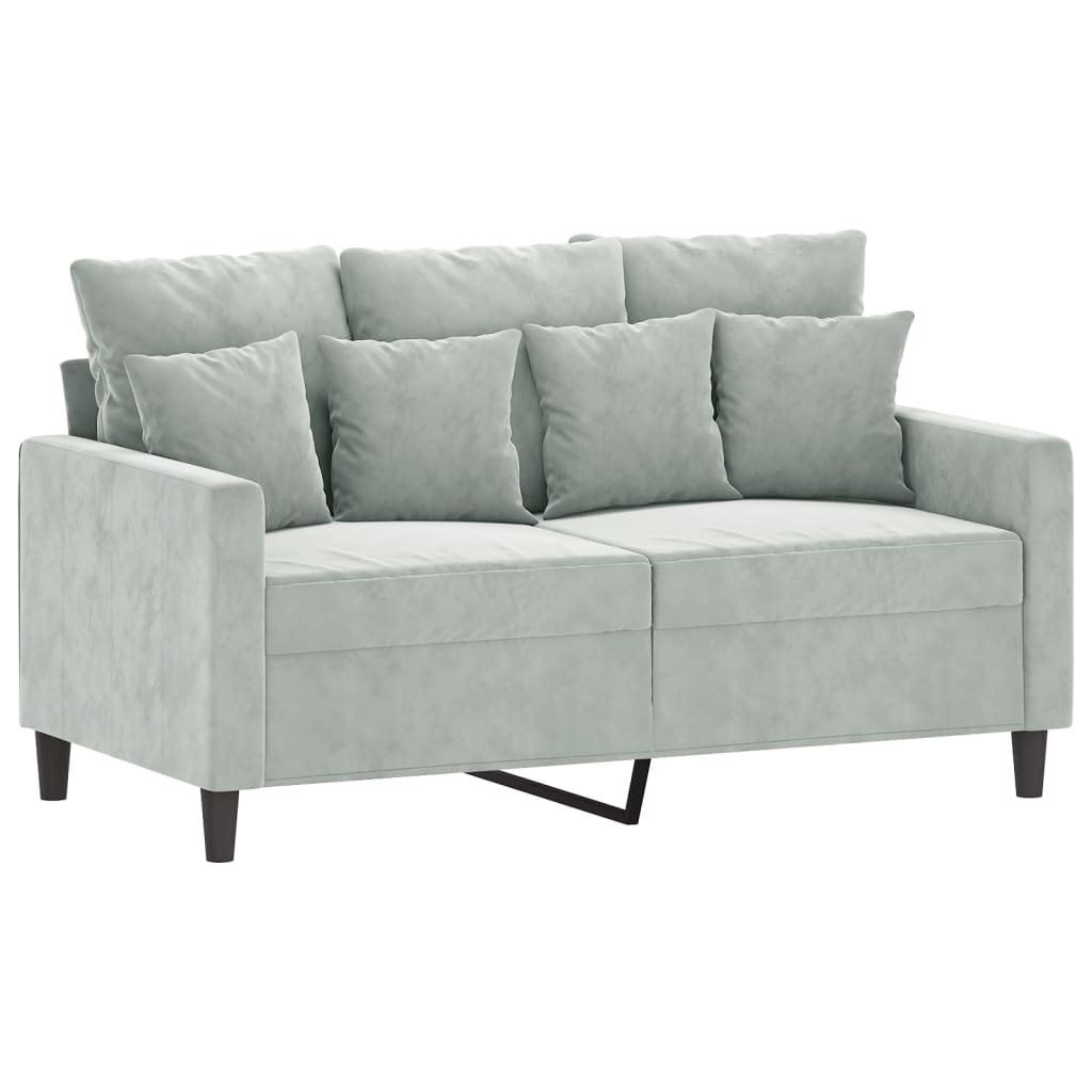 2-dijelni set sofa s jastucima svjetlosivi baršunasti