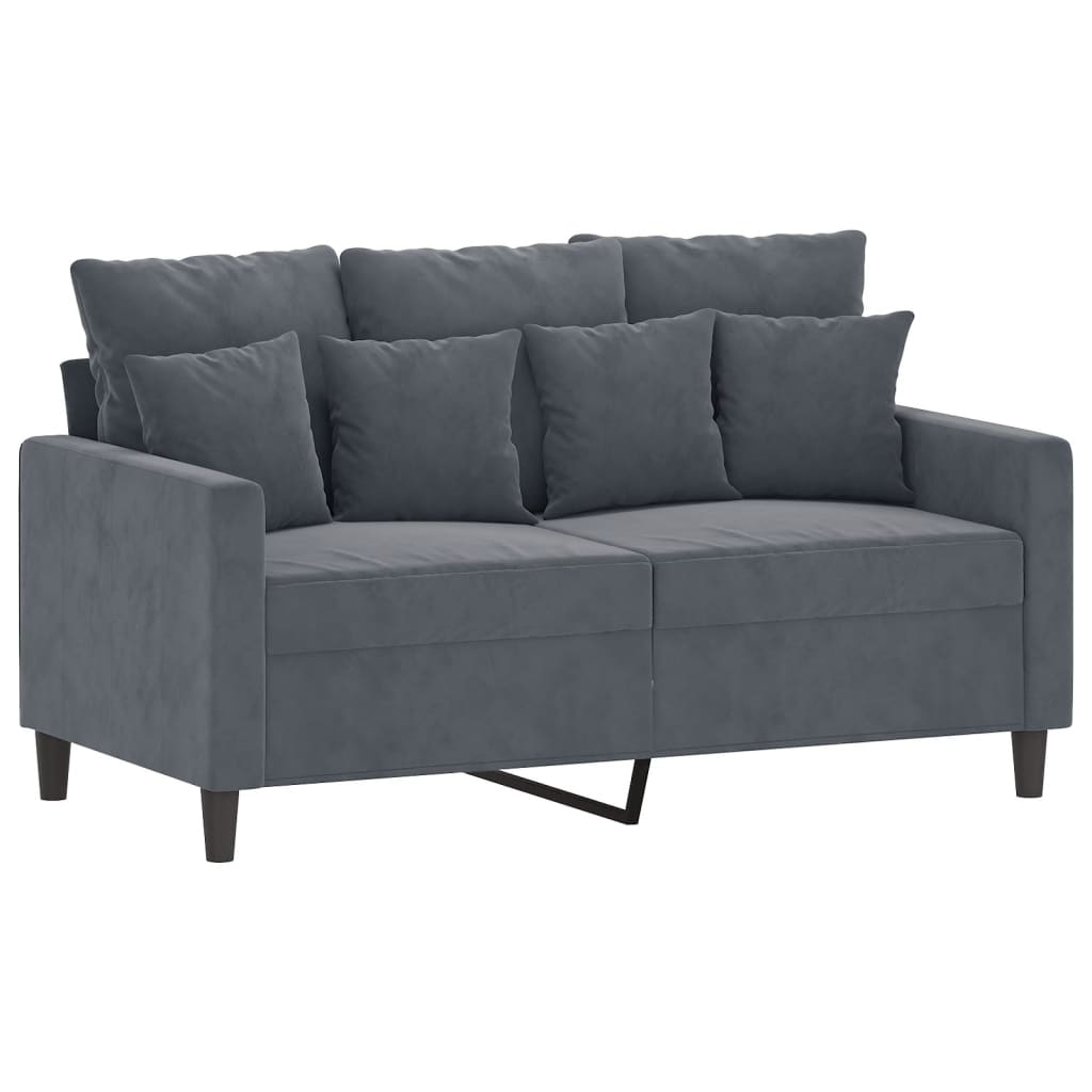 2-dijelni set sofa s jastucima tamnosivi baršunasti