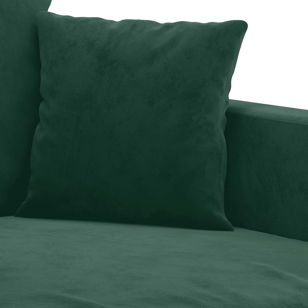 2-dijelni set sofa s jastucima tamnozeleni baršunasti
