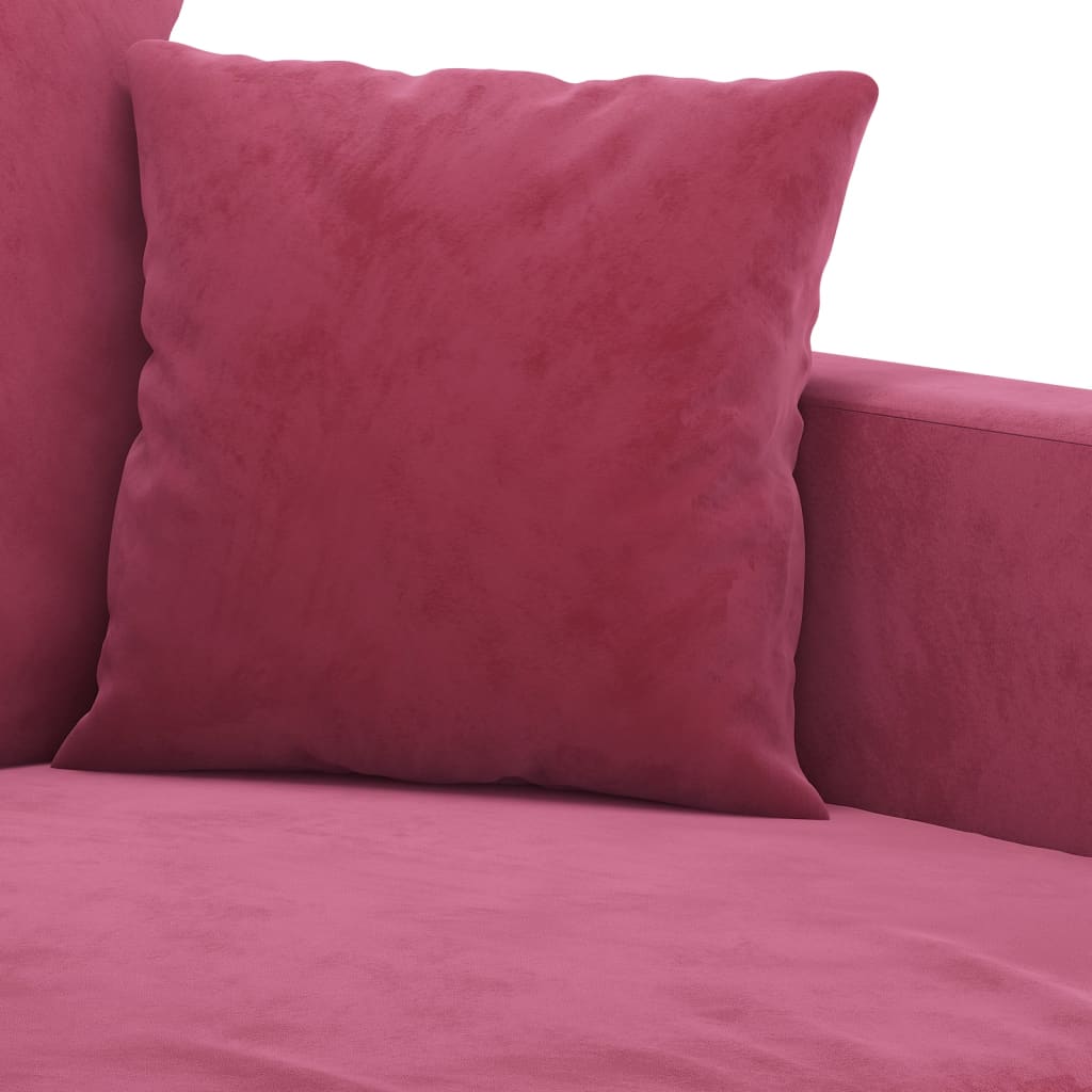 2-dijelni set sofa s jastucima crvena boja vina baršunasti