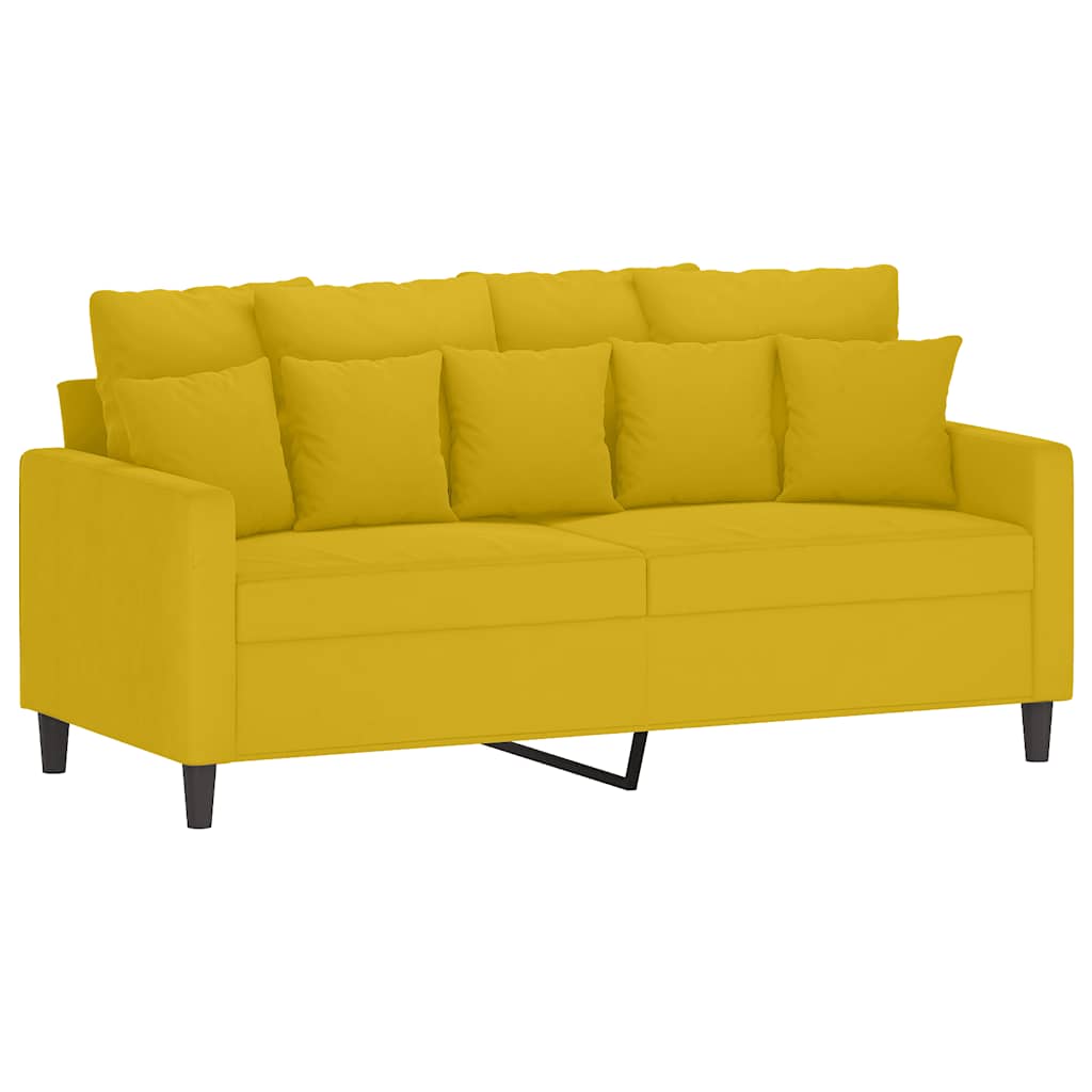2-dijelni set sofa s jastucima žuti baršunasti