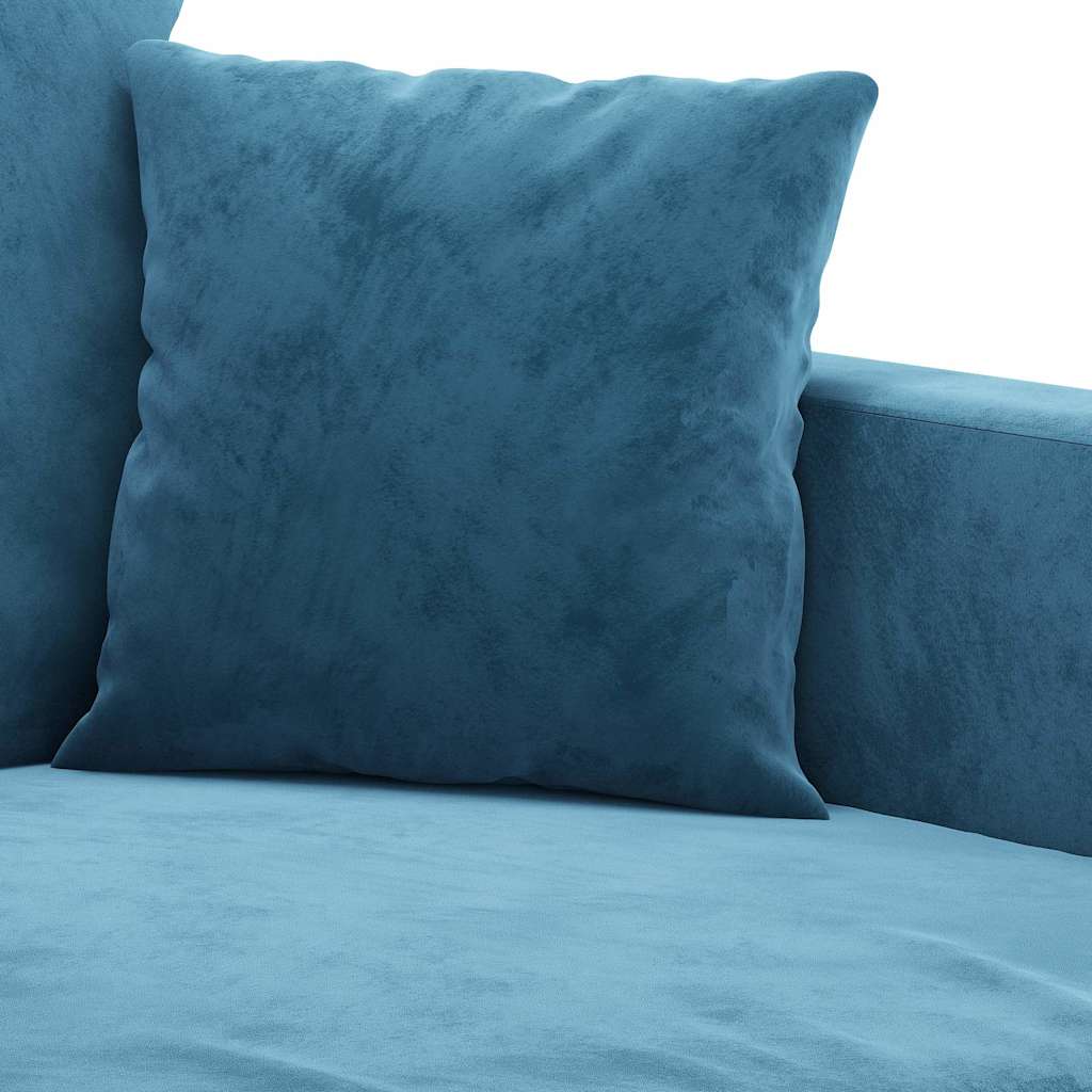 2-dijelni set sofa s jastucima plavi baršunasti