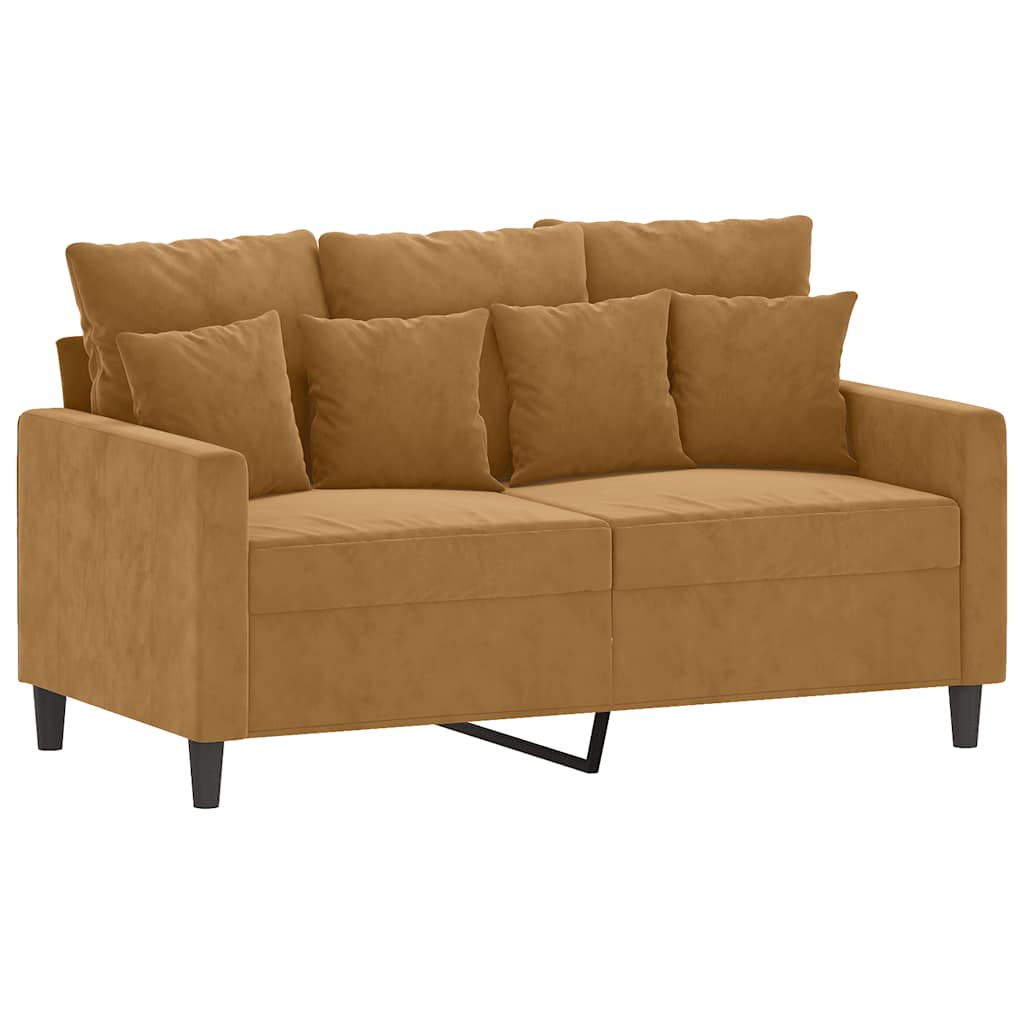 3-dijelni set sofa s jastucima smeđi baršunasti