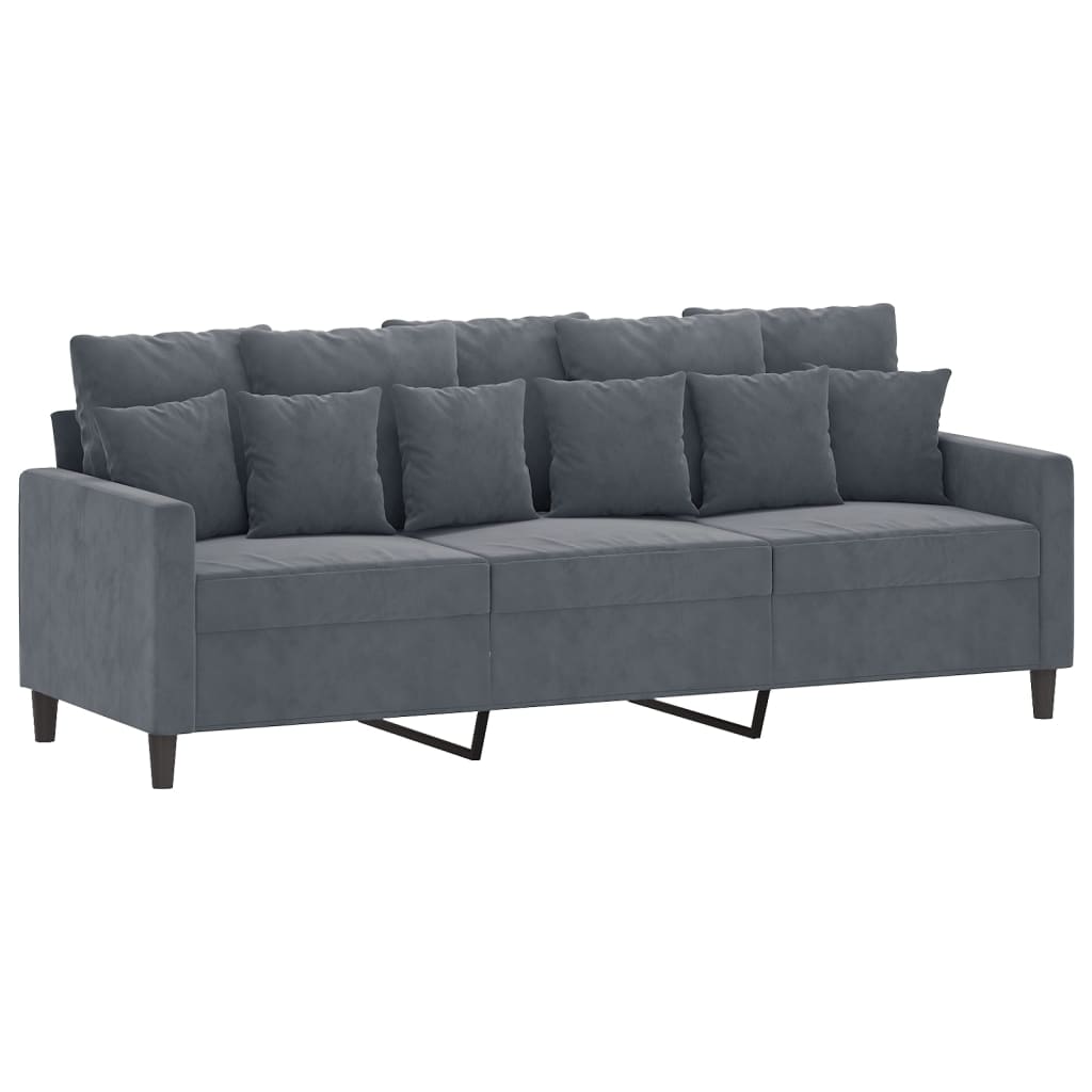 2-dijelni set sofa s jastucima tamnosivi baršunasti