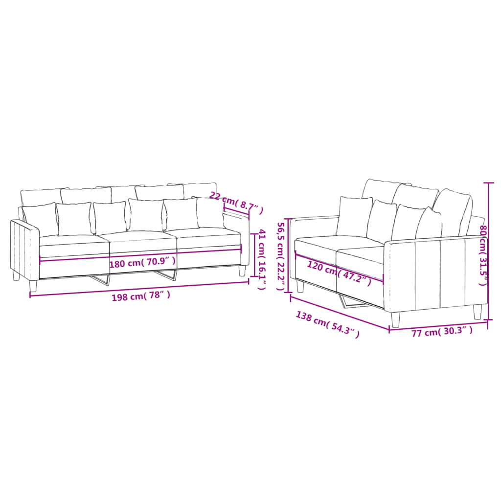 2-dijelni set sofa s jastucima crvena boja vina baršunasti
