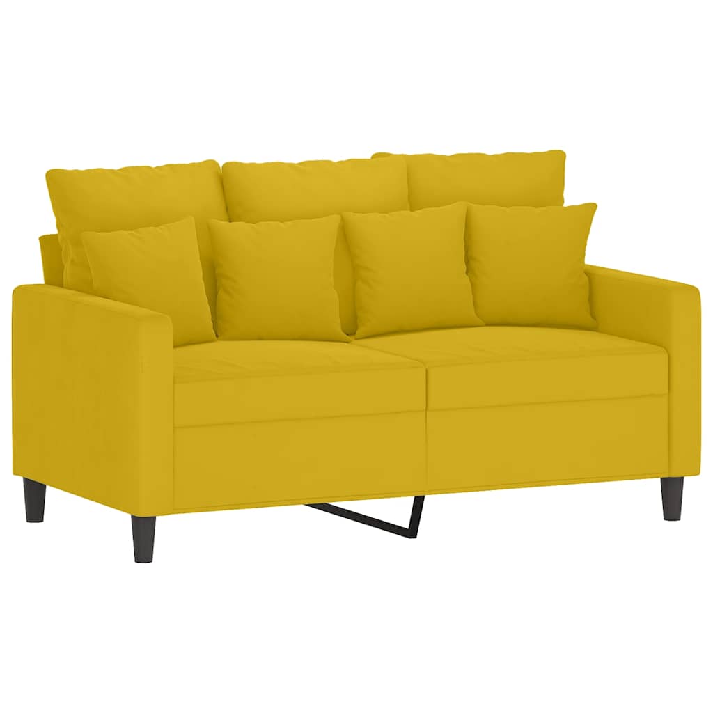 3-dijelni set sofa s jastucima žuti baršunasti