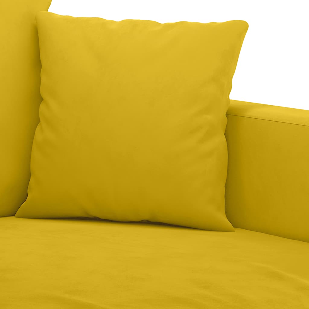 3-dijelni set sofa s jastucima žuti baršunasti