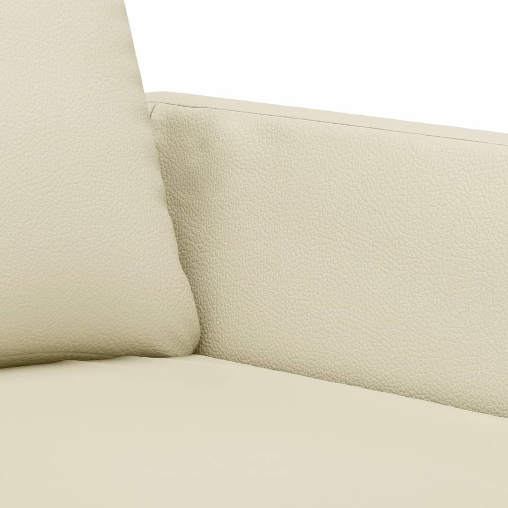 3-dijelni set sofa s jastucima krem od umjetne kože
