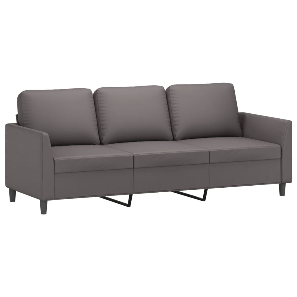 3-dijelni set sofa s jastucima sivi od umjetne kože