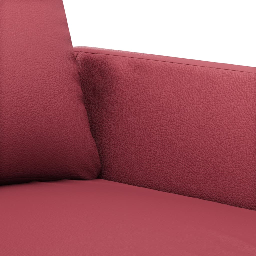 2-dijelni set sofa s jastucima boja vina od umjetne kože