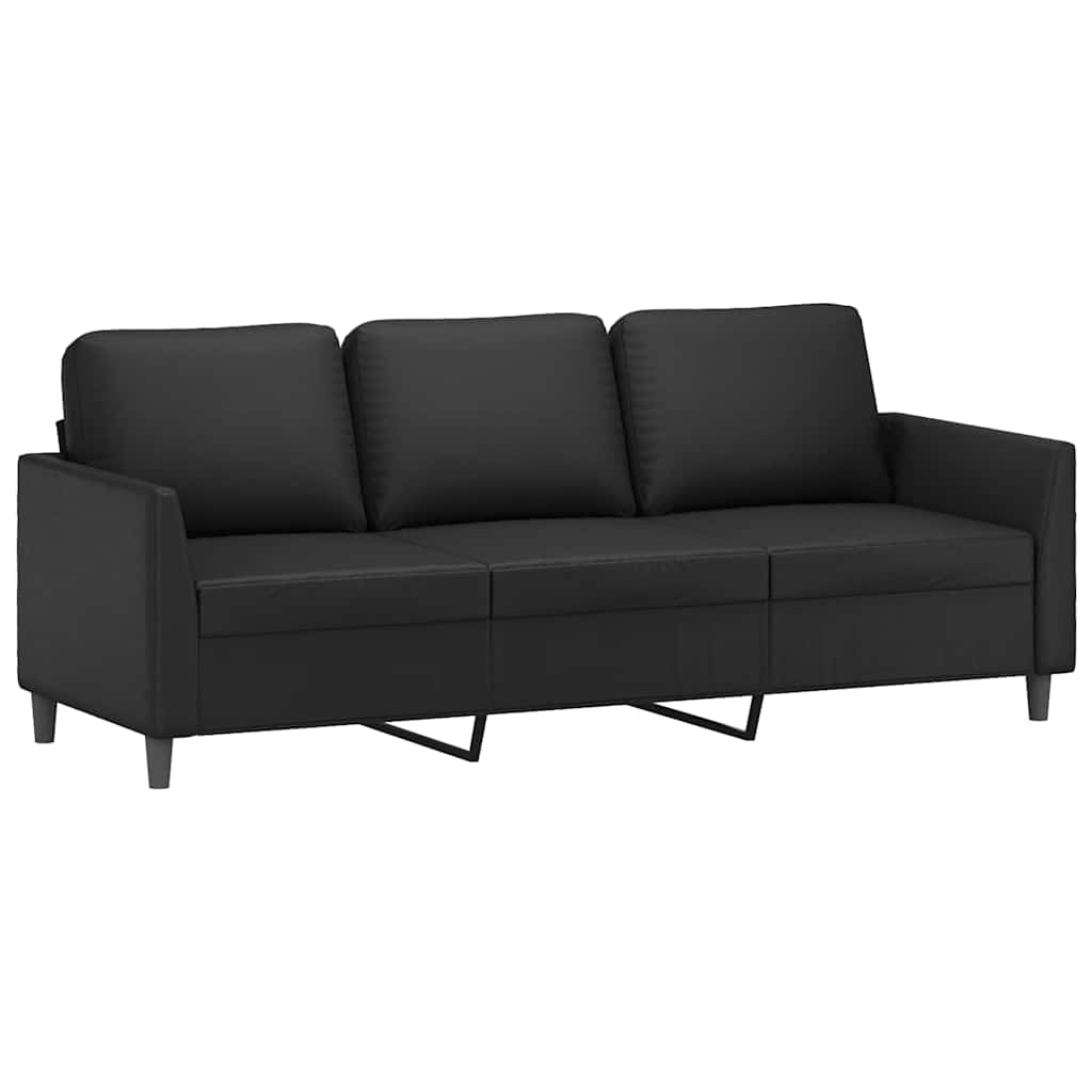 2-dijelni set sofa s jastucima crni od umjetne kože