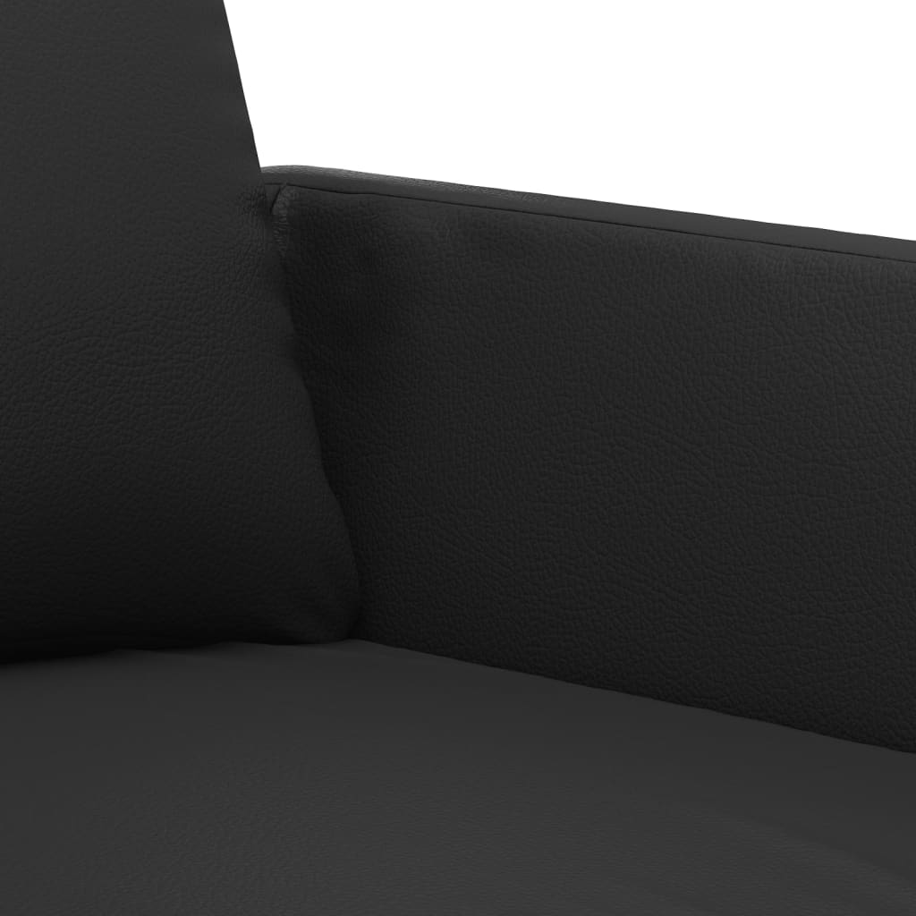 3-dijelni set sofa s jastucima crni od umjetne kože