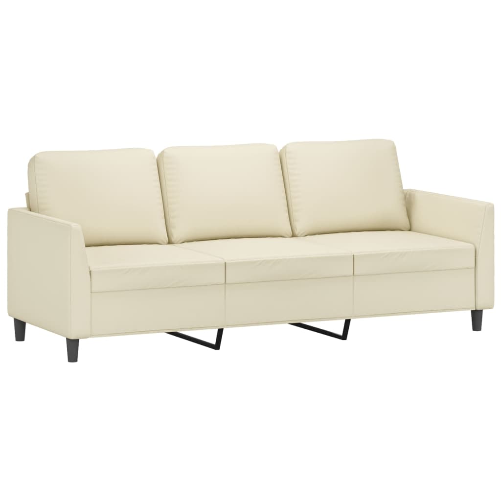 3-dijelni set sofa s jastucima krem od umjetne kože